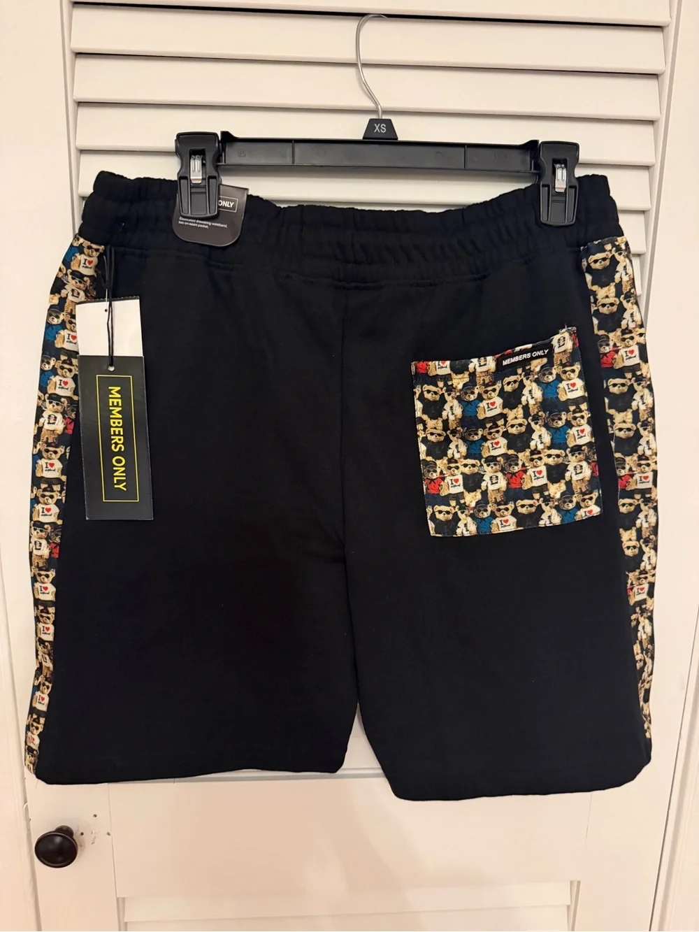 NWT Members Only Men’s Fleece Shorts, Sz Sm, Black, Pockets, Teddy Academ